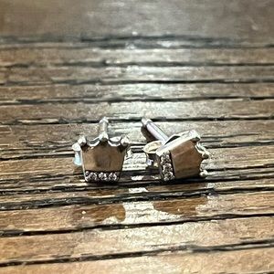 Pandora silver crown earring studs